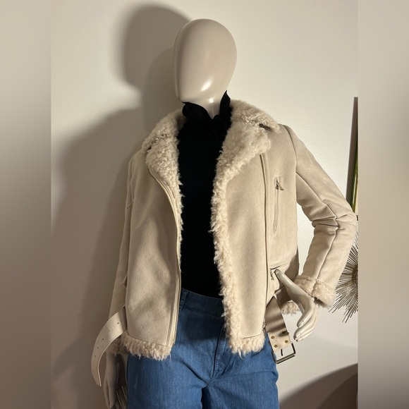 ZARA BASIC - Faux Shearling Biker Jacket M - Picture 15 of 16